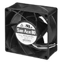 Sanyo Denki 9HV0848P1G001 Axial Axial Fan, 80x80x38mm, 48VDC, 131CFM, High Static Pressure, Rib, Ball, Tach/PWM