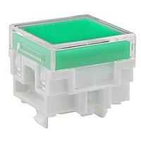 NKK Switches AT477JF Button SQ CLR LENS/GRN FLTR LB W/ INCNDSCNT LAM