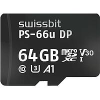 Swissbit SFSD064GN1PT1MT-I-7G-02P-SW4 Memory Cards Secure microSD Card PS-66u DP high endurance 64 GB, 3D PSLC Flash -40C to +85C