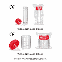 Daihan medical DM.Con3035 Container, for Stool/Medical Sample, with PP Screwcap & Spoon, All-PP, 60/10㎖, Φ43×h55mm