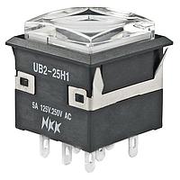 NKK Switches UB225KKW015C-1JB Pushbutton Switches 5A DPDT ON (ON) RED