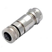 Amphenol Industrial HDM12PF04DSTMC Straight MaxM12, Female Straight Plug, 4 female socket contacts, D code, crimp contacts, without dust cap, RoHS compliant