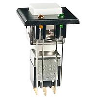 NKK Switches EB2085G-B-J33AEF Light Touch Switches DPDT GOLD CONT WHITE BLK BEZEL YELGRN LED