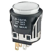 NKK Switches LB16CKG01-6G-JB Pushbutton Switches ON-ON RND BLUE LED CLEAR LENS/WHT DIFF