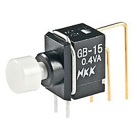NKK Switches GB15AV-XB Pushbutton Switches ON-(ON) .157 WHT CAP VERTICAL PC .4VA