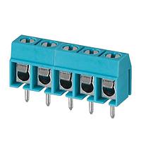 Same Sky (formerly CUI Devices) TB002-500-05BE Fixed Terminal Blocks Terminal block, screw type, 5.00 , horizontal, 5 poles, CUI Blue, slotted screw, PCB mount