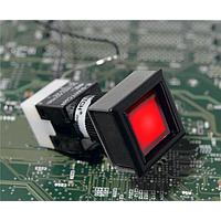 E-Switch MDP160AT11R Pushbutton Switches ACT RECT LW BEZEL 6 VAC RED