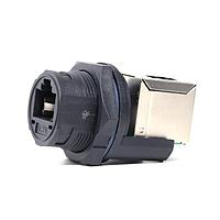 Amphenol LTW RCP-5SPFFV-TCM7001 Circular Backshell RJ, Middle Size, Plastic, 1.5A, Cat 5e, Circular, 3 Points Lock, Jack 90  (Vertical), Receptacle, IP67 Mated