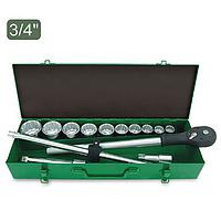 TOPTUL GCAD1406 14PCS Professional Grade - 3/4 inch Dr. 12PT Flank Socket Set (METRIC)