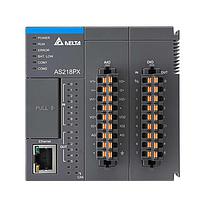 Delta Electronics, Inc. AS218TX-A CPU CPU, NPN output, 1x Ethernet port , 2x RS-485 ports, 1x USB port, 1x Micro SD interface, CAN communication port, supporting 18 I/Os (8DI+6DO+2AI+2AO)
