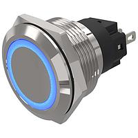 EAO 82-6551.0124 Anti-Vandal 82-6551.0124.indicator.-.22 mm.aluminium natural.flush/flat.ring.blue.24 V.soldering terminal