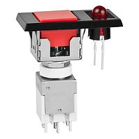 NKK Switches EB2085-C-J32AC Pushbutton Switches ON-ON RED CAP BLACK BZL RED LED SNAP-IN