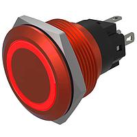 EAO 82-6751.1114 Anti-Vandal Illuminated Pushbutton, Momentary, 22mm, Alu Red, Flush, Ring,Red, 24V, Solder Terminals