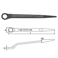 TOPTUL AAAS3838 Single Ring Wrench 45° Offset (38mm, L=490mm)