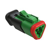 Amphenol SINE Systems AT06-3S-SR02GRN Plug 3 Position, Plug, Socket, SR02 Strain Relief (Reduced Diameter Seal), Green Body