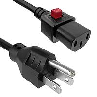 Qualtek Electronics 512011-01 AC Power Cords NEMA 5-15P to Q-Secure Locking IEC 60320 C13, 14AWG / 3C, SJTW, 105C, 36 inches, Black color, 125VAC 15A