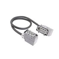 HARTING 20871443002100 Heavy Duty Power Connectors Han 6HsB Power Cable Assembly, Double Lever Metal Hoods, Side Entry, Male/Female Double Ended, UL2237 Listed, 1.0m