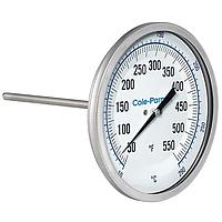 Cole parmer EW-90590-73 Industrial Silicone-Filled Bimetal Thermometer (10~290°C; 9”Stem; 5"Dial)