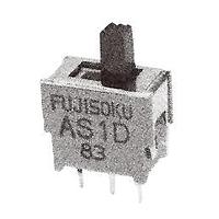 Nidec Components AS2N-5M-10-Z Hyper-Miniature Slide Switch DPDT, ON-ON, slide, right angle PC terminals with .2" pitch, .3" height, 50mA @ 60V AC/DC