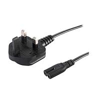 Same Sky (formerly CUI Devices) AC-2-C7-L-B UK AC Power Cord AC Cord UK, C7 for C8 inlet, HO3VVH2-F 0.75MM/2, 3M, Blue