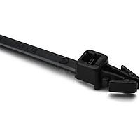 HellermannTyton T30RSF0C2 Cable Tie Mounts 1-Piece Cable Tie with Arrowhead Mount, 6.3"L, 30lb, 0.04 - 0.09" Panel Thickness, PA66HS, Black, 100/pkg