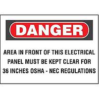 Panduit PPS0710D66 Labels and Signs ADH SignPoly'D anger Area In.