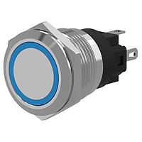 EAO 82-6151.1136 Anti-Vandal 82-6151.1136.Illuminated pushbutton.momentary.22 mm.stainless steel.flush/flat.ring.green.230 V.soldering terminal