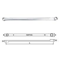 TOPTUL AAAP0810 Flat Type Extra-Long Double Ring Wrench (8x10 mm)