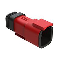 Amphenol SINE Systems ATM04-6P-SR01RD Connectors 6 Position, Receptacle, Pin, Strain Relief End Cap, Red Body