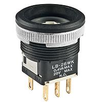 NKK Switches LB26WKG01 Pushbutton Switches DPDT ON-ON BLK RND PANEL SEAL BODY ONLY