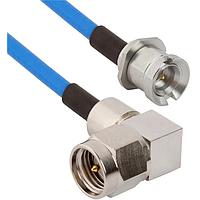 Amphenol SV Microwave MBSMP-085-MRSMA-180 RF Cable Assemblies SMP M BKHD to SMA R/A M 18"Cable