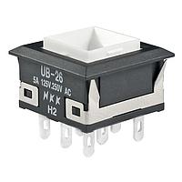 NKK Switches UB26KKW016F Pushbutton Switches SQ ON-ON GREEN LED SOLDER LUG BODY ONLY