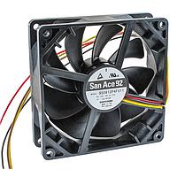 Sanyo Denki 9S0912P4F011 Axial DC Axial Fan, 92x92x25mm, 12VDC, Silent Series, Ribless, Tachometer, PWM
