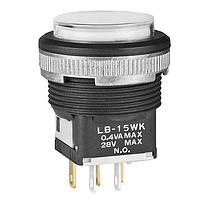 NKK Switches LB15WKG01-5C24-JB Pushbutton Switches ON(ON)BLK PNL SL 24V RED LED CLR/WHT CAP