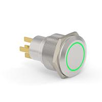 Alcoswitch - TE Connectivity 1-2213772-4 Pushbutton Switches AV22 SPM 0.4VA MOVE RING LED GREEN 12V
