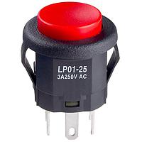 NKK Switches LP0125CMKW01C Pushbutton Switches DPDT ON-(ON) 3A RED SNAP-IN MOUNT