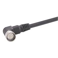 HARTING 21373400C70050 Harting M23 Single Ended Overmolded Cable Assembly, 12pin, male angled, PUR black, 5.0m