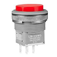 NKK Switches LB15WGW01-00-CJ Pushbutton Switches LB SERIES/ILLUM WATERTIGHT PUSHBUTTPN/SPDT MOM/ROUND/GRAY/SILVER SOLDER LUG/NO LAMP/RED/FILTER
