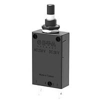 E-T-A Circuit Breakers 2-5700-IG1-K10-DD-1555-15A Thermal Overcurrent Min Ord Qty 10. Single pole thermal circuit breaker with press-to-reset, tease-free, trip-free, snap action mechanism. Type 2-5700 can be supplied as a push-push switch/circuit breaker (R-type TO CBE to EN 60934 in press-to-reset configuration; S-typ