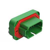 Amphenol SINE Systems AT13-18PC-BM04GN Connectors 18 Position, Right Angle Flange Mount PCB Receptacle, Tin Plated Contacts Included, Potted, Keyed C, Green