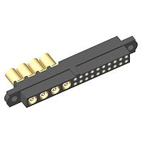 Harwin M80-4E1204200-04-307-00-000 Power to the Board Datamate 2-Row Mix-Tek Female Crimp Connector, No jackscrews, 20 x Extra Small Bore (28-32 AWG) signal contacts, 4 x  2.7mm Crimp Coax contacts