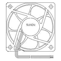 Sunon PF75302B1-1B00U-A99 DC Blower DC Blower, 75x75x30mm, 24VDC, Ball, Lead Wires, Auto Restart