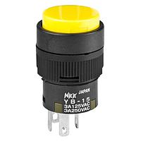NKK Switches YB15CKW01-EB Pushbutton Switches SPDT ON-(ON) YEL RND SILVER
