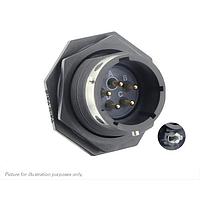 Eaton Souriau-Sunbank UTGX714D5PY32 Receptacles Jam nut receptacle & hold down clips,without backshell, with 5 male PCB contacts, IP68/69K in unmated conditions, keying Y