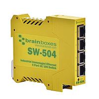 Brainboxes SW-504 Unmanaged Ethernet Switches Industrial 4 Port 10/100 Ethernet Switch
