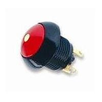 OTTO LP7-D2111F22 Momentary Action Raised Solder Stnd 12V Red LED Blk Bttn