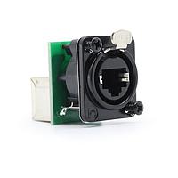 Io Audio Technologies IO-EL8-F-BK-JL-P Connectors Etherlatch Chassis Connector, 8P8C, Female, Black Housing, Straight Passthrough