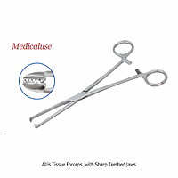 DaiHan DM.For7041 Tissue Forceps, Stainless-steel, Allis, 5×6 Tips, L150mm