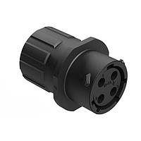 Amphenol SINE Systems RTS1BS12N4SHEC03R Receptacles Receptacle, Inline, 4 Position, Female, Shell Size 12, and End Cap with Individual Reduced Diameter Wire Sealing