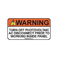 Panduit PPS0204WL2-L Warning: Turn Off Photovoltaic AC Disconnect Prior to Working Inside Panel Solar Label, 2.00" H x 4.00" W, Warning